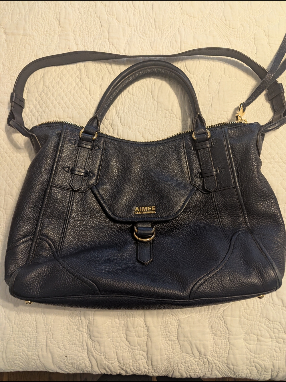 Aimee Kestenberg Dark Blue Leather Satchel Bag